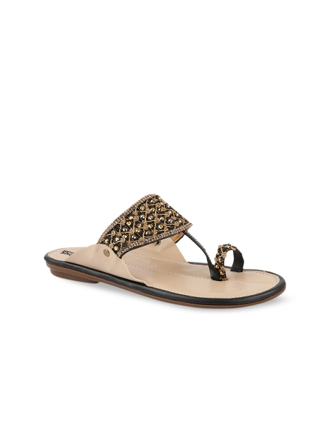 

Shoetopia Women Black Embellished One Toe Flats