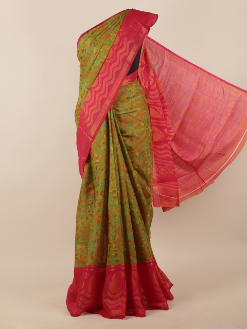 

Pothys Green Printed Jute Silk Saree