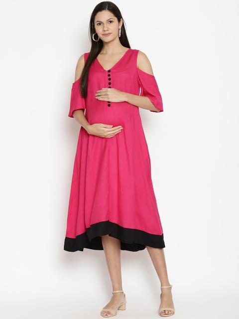 

The Vanca Women Pink Solid A-Line Dress