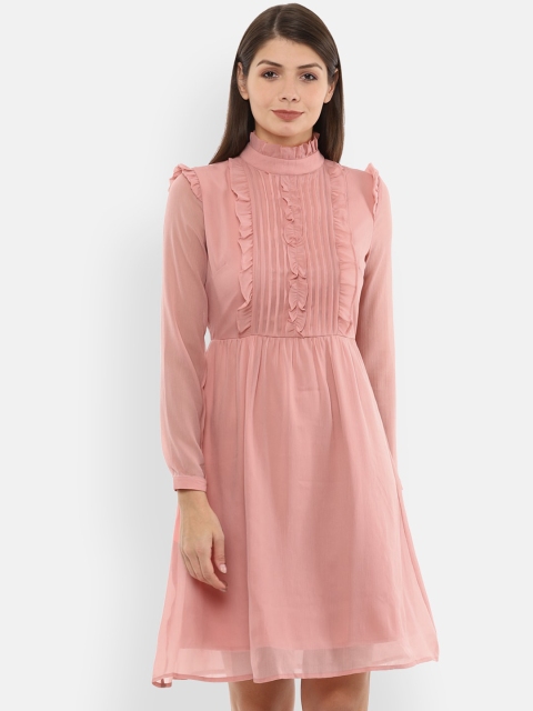 

Van Heusen Woman Women Pink Solid Fit and Flare Dress