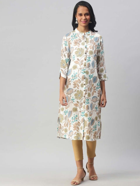 

Soch Women White & Beige Floral Printed Kurta