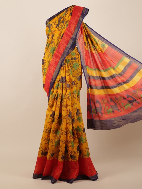 

Pothys Yellow Woven Design Jute Silk Saree