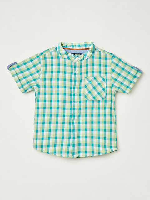 

Juniors by Lifestyle Boys Green Regular Fit Checked Casual Shirt