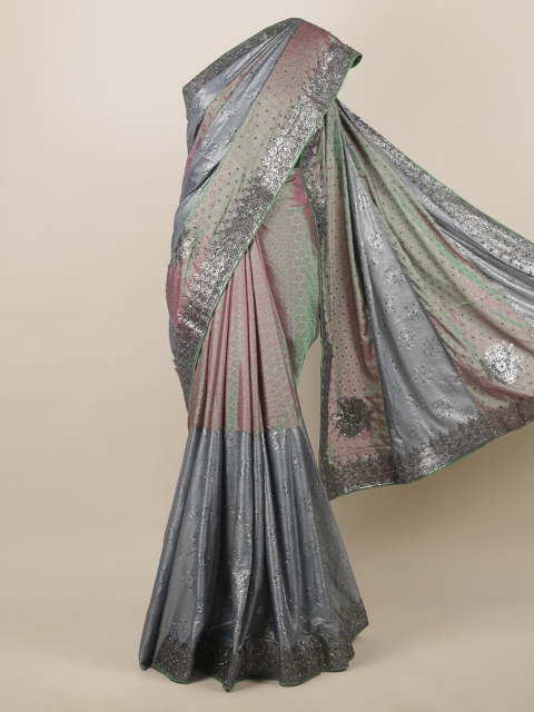 

Pothys Grey & Pink Woven Design & Embellished Saree