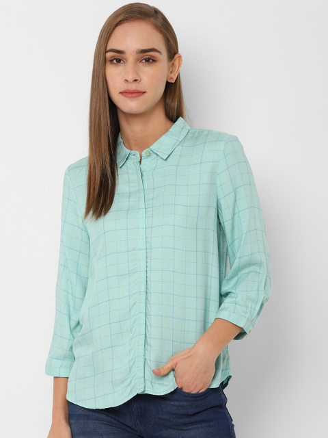 

Allen Solly Woman Green Regular Fit Checked Casual Shirt