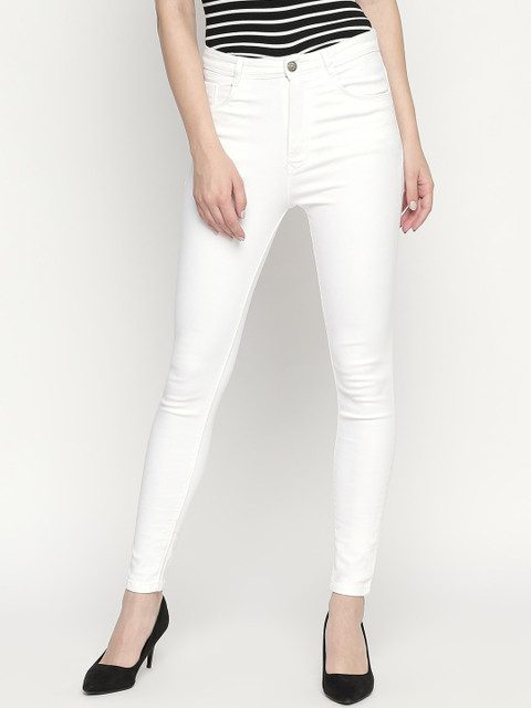 

fungus Women White Solid Slim Fit Jeans