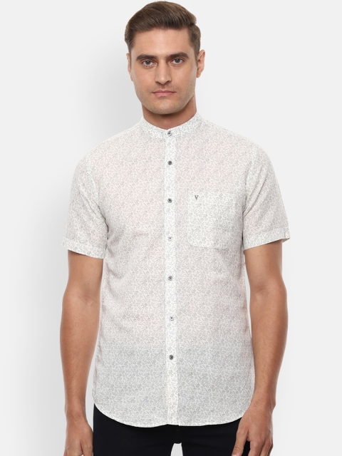 

Van Heusen Sport Men Off-White & Grey Slim Fit Printed Casual Shirt