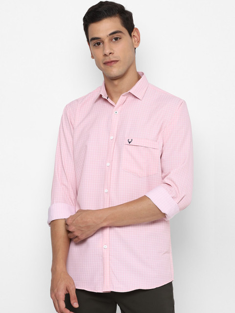 

Allen Solly Men Pink & White Slim Fit Checked Casual Shirt