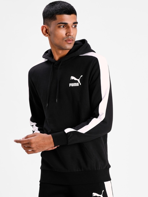 

Puma Men Black Solid T7 Full Zip Fleece Hoodie Sweatshirt