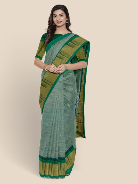 

KLM Fashion Mall Green & Golden Zari Woven Design Chanderi Saree