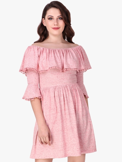 

Texco Women Pink Solid Fit and Flare Dress