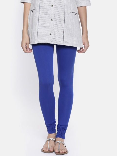 

Bitz Women Blue Solid Organic Cotton Churidar-Length Leggings