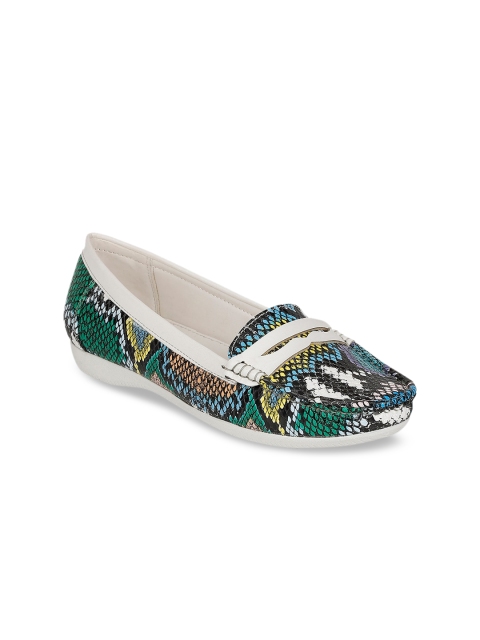 

ELLE Women Green Printed Loafers