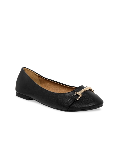 

Forever Glam by Pantaloons Women Black Solid Leather Ballerinas