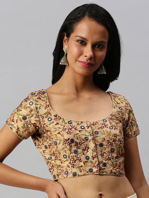 

Soch Gold-Coloured Embroidered Art Silk Saree Blouse