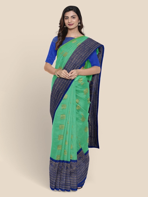 

KLM Fashion Mall Green & Golden Printed Chanderi Saree