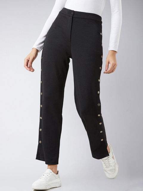 

Miss Chase Women Black Flared Solid Parallel Trousers