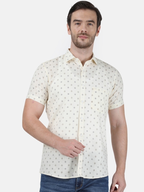 

Monte Carlo Men Off-White Regular Fit Printed Casual Shirt