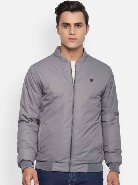 

Louis Philippe Men Grey Solid Bomber Jacket