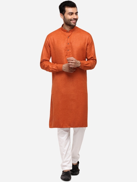 Modi Kurta Men Rust Brown Solid Kurta