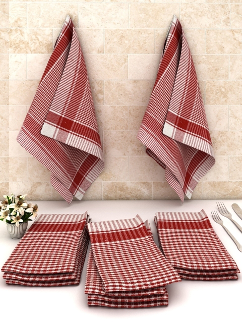 

Athom Trendz Pack Of 12 White & Red Checked Cotton Cleaning Cloth