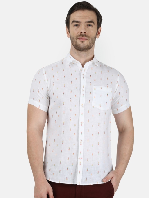 

Monte Carlo Men White Regular Fit Printed Casual Shirt
