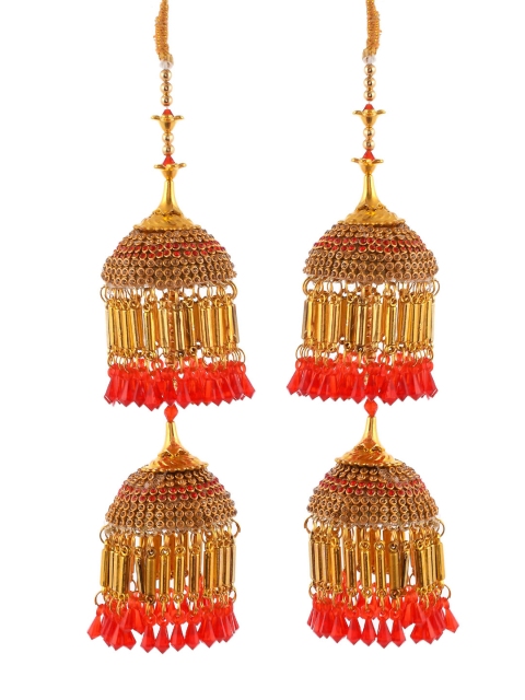 

Silvermerc Designs Gold-Plated Pair of Double Jhoomar Heavy Punjabi Bridal Kaleeras