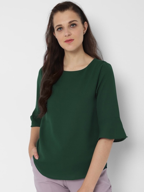 

Allen Solly Woman Green Solid Bell Sleeves Regular Top
