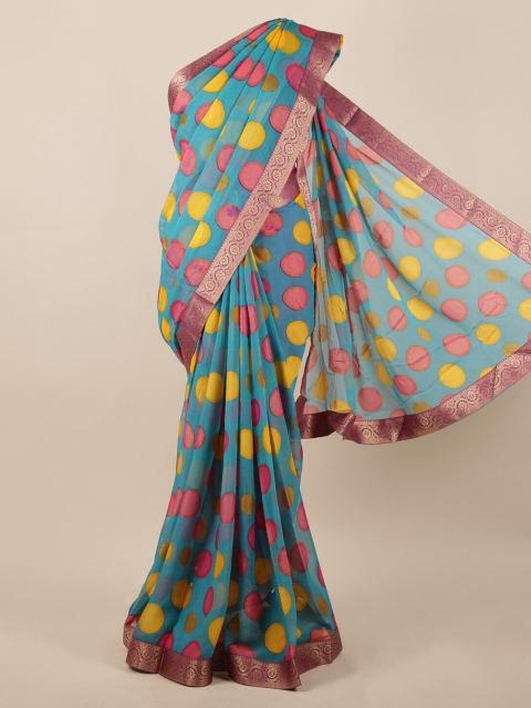 

Pothys Blue Printed Poly Chiffon Saree