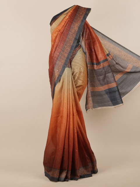 

Pothys Rust Orange & Beige Dyed Saree