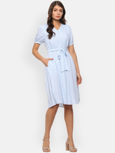 

Van Heusen Woman Blue Striped A-Line Dress