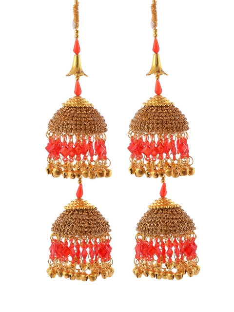 

Silvermerc Designs Set of 2 Beaded Punjabi Bridal Kaleera, Gold