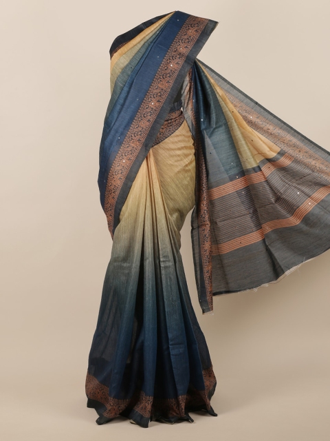 

Pothys Navy Blue & Beige Dyed Saree