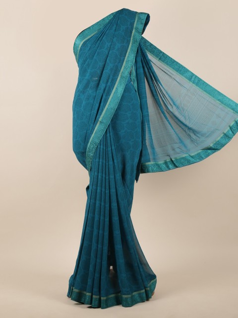

Pothys Teal Blue Printed Saree