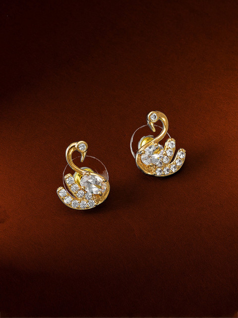 

aadita Gold & Silver Toned Peacock Shaped Studs