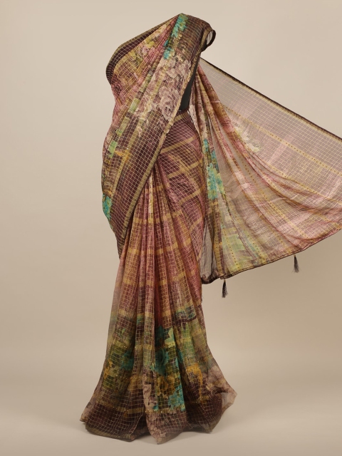 

Pothys Mauve Printed Poly Chiffon Saree