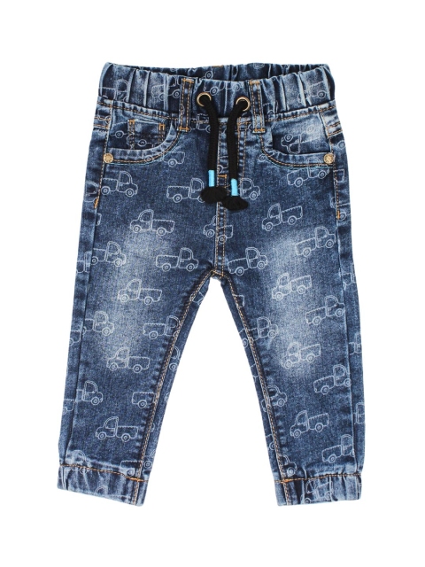 

Lil Lollipop Unisex Kids Blue & White Pure Cotton Printed Regular Fit Joggers, Navy blue