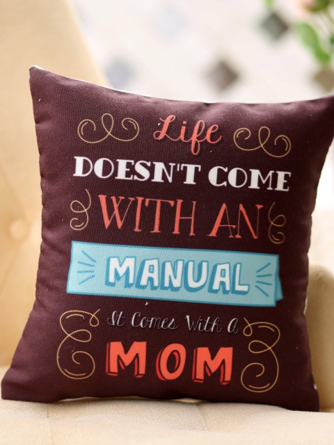 

Ferns N Petals Brown & White Printed Cushion