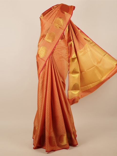 

Pothys Golden & Red Woven Design Saree, Gold