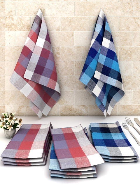 

Athom Trendz Pack Of 12 Multi-colored Checked Cotton Cleaning Cloth, White