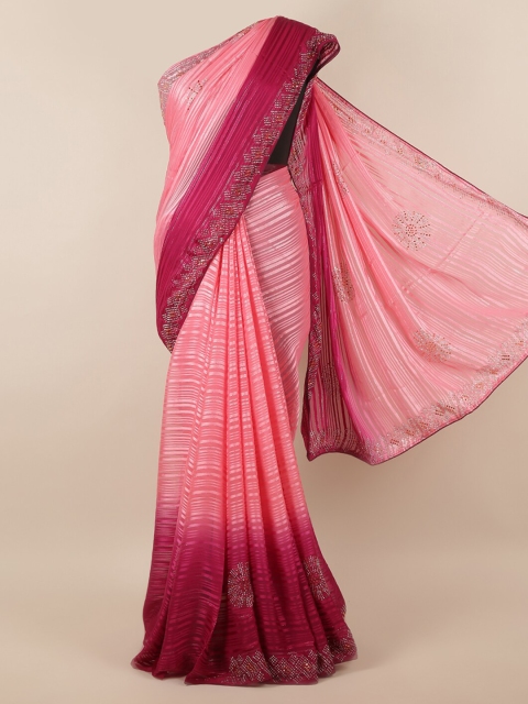 

Pothys Pink Striped Satin Saree
