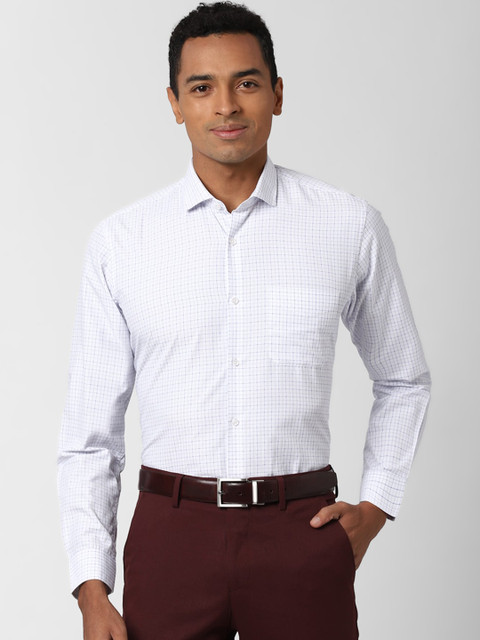 

Peter England Men White & Blue Checked Regular Fit Casual Shirt