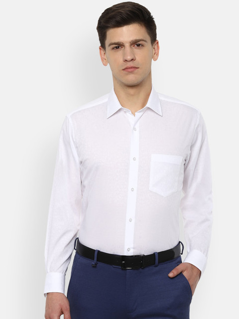 

Van Heusen Men White Pure Cotton Regular Fit Self Design Formal Shirt