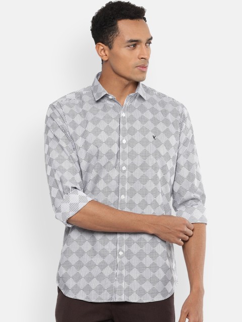 

V Dot Men Grey & Black Slim Fit Checked Casual Shirt