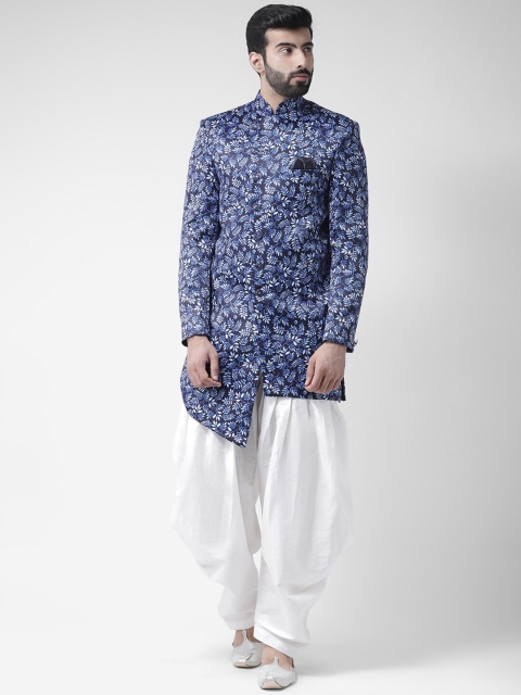 

Hangup Men Blue & White Printed Sherwani