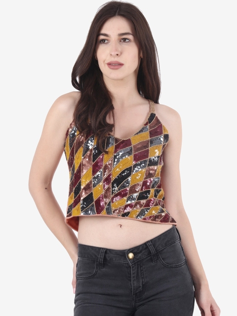 

Diwaah Multicoloured Embellished Regular Crop Top, Multi
