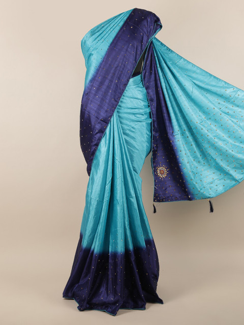 

Pothys Blue Embellished Jute Silk Saree