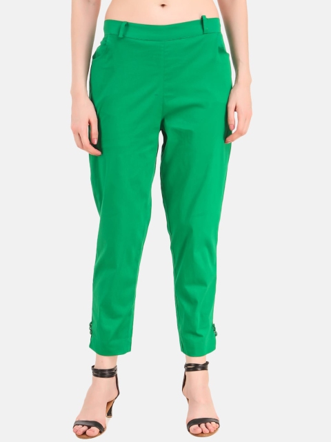 

Aawari Women Green Regular Fit Solid Regular Trousers