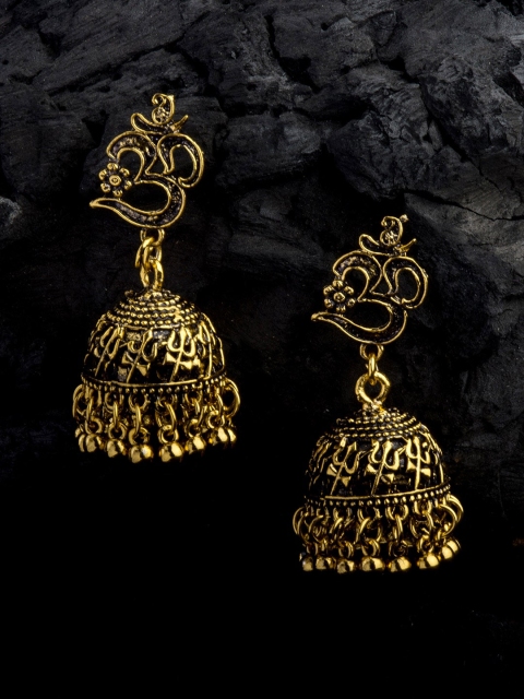

Alankruthi Oxidised Gold-Toned Dome Shaped Jhumkas