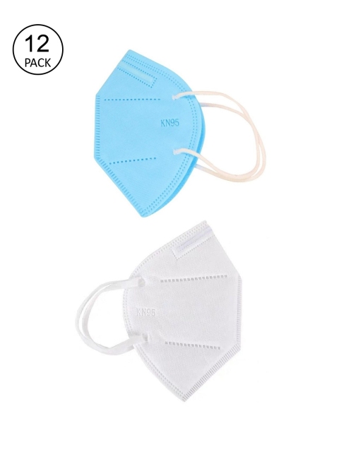 

OOMPH Unisex Pack Of 12 Solid 5-Ply Anti-Pollution Reusable KN95 Protective Masks, Blue